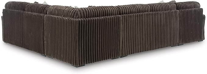 Signature Design by Ashley Midnight-Madness Casual U-Shaped Anti Sag 4-Piece Sectional with Chaise, Reversible Seat Cushions and 9 Accent Pillows, Dark Brown
