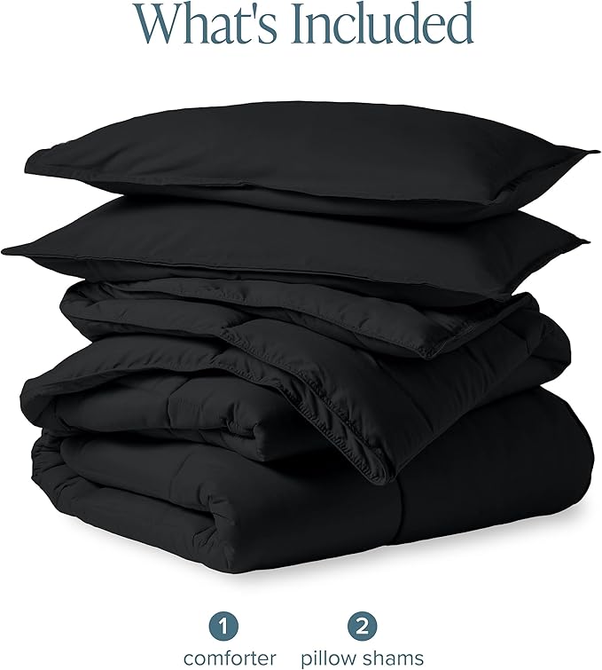 Bare Home Comforter Set - Oversized King Size - Ultra-Soft - Goose Down Alternative - Premium 1800 Series - All Season Warmth (Oversized King, Black)