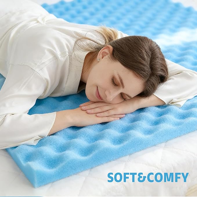 72 * 24 * 1.2inch Egg Crate Foam Pad Cuttable Egg Carton Foam Padding for Support, Air Circulation, Pressure Relief Weight Distribution,Blue