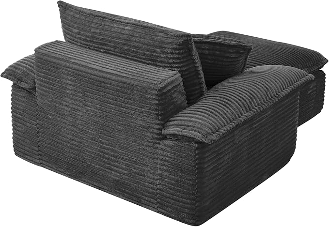 Comfy Boneless Cloud Sofa Chaise Oversized Fluffy Corduroy Upholstered Chaise Lounge for Living Room Bedroom, Modular Compressed Foam Cloud Daybed, Single Seat Sofa