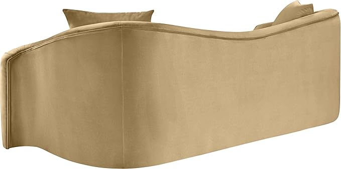Meridian Furniture 44052Camel-S Destin Collection Modern | Contemporary Sofa with Ultra Luxe Camel 460 GSM Velvet, Rich Curves, 91" W x 34.5" D x 31" H, Camel