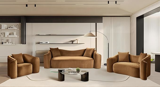 Meridian Furniture 44052Saddle-S Destin Collection Modern | Contemporary Sofa with Ultra Luxe Saddle 460 GSM Velvet, Rich Curves, 91" W x 34.5" D x 31" H, Saddle
