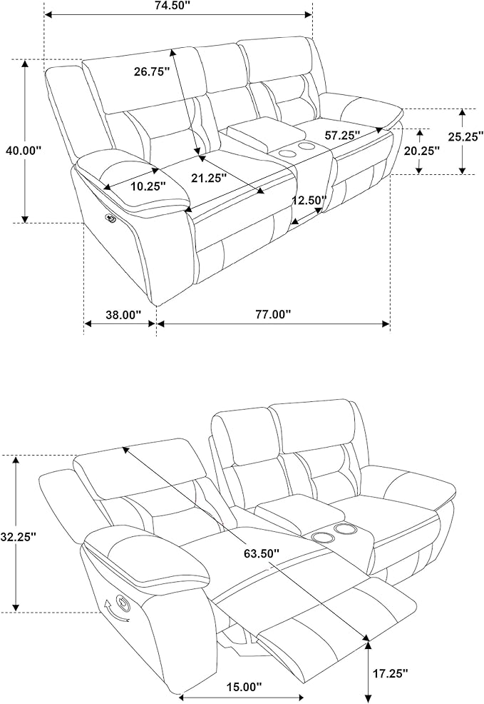 Coaster Home Furnishings - Greer - Faux Leather Upholstered Motion Reclining Loveseat with Console, Lift-Top Container, and Built-in Cupholders - Living Room & Home Theater - Brown - 651355