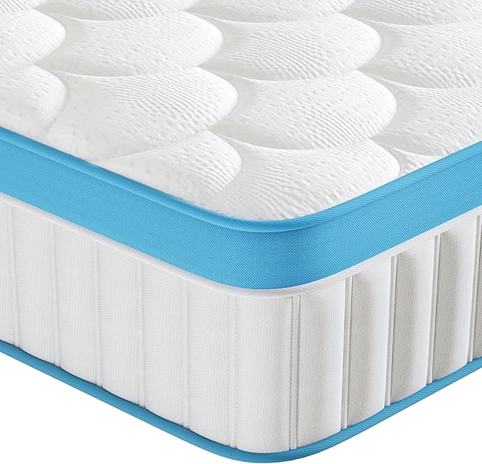 12 Inch Queen Mattress, Medium Firm Memory Foam Mattress, Individual Pocket Springs, Motion Isolation, Fiberglass Free Bed Matress, CertiPUR-US Certified Queen Size Mattresses in a Box