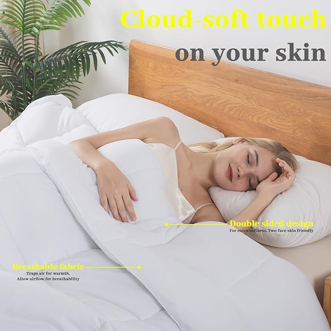 BedTreat Down Alternative Full Duvet Insert with Corner Tabs, All Season Quilted Bed Comforter Box-Stitched Full Comforter White, Machine Washable Microfiber Bedding