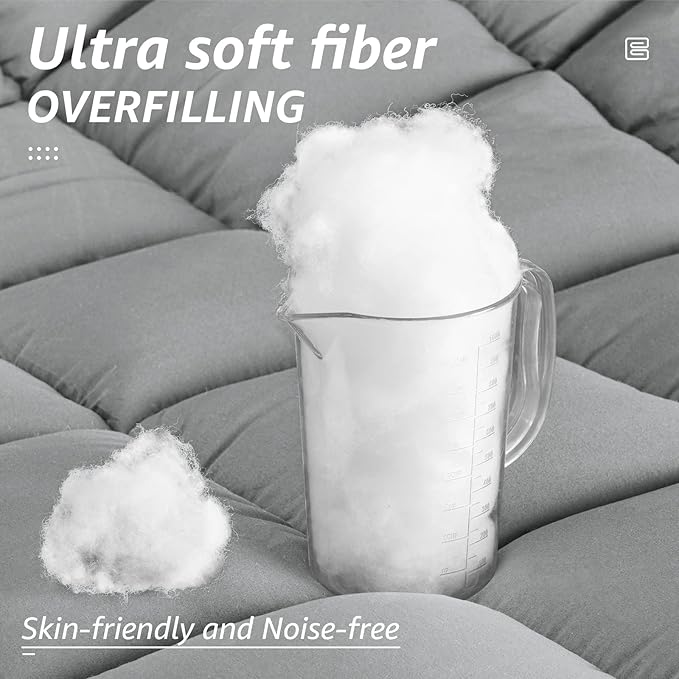 HYLEORY All Season Twin Size Bed Comforter - Cooling Down Alternative Quilted Duvet Insert with Corner Tabs - Winter Warm - Machine Washable - Light Grey