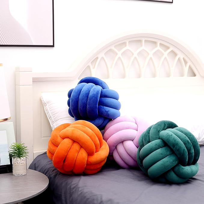 Petrella Knot Pillow Ball Round Throw Pillows Home Decor Cushion Decorative Aesthetic Throw Pillows，Purple 11inch