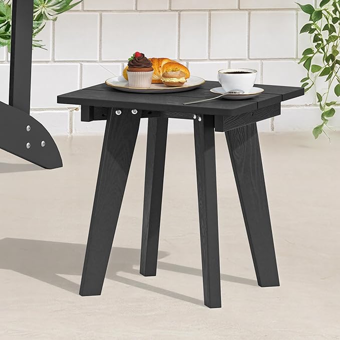 Outdoor Side Table, HDPE Weather Resistant Small Patio Table for Porch and Balcony, 200 LBS Capacity Heavy Duty Small Outdoor Table for Backyard and Pool, Easy Maintenance, Black - Image 2