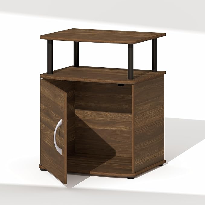 Furinno Jaya Night Stand with Door, Nightstand with Open Shelf and Door Cabinet, Round Corner Bedside Table, Side Table, End Table, for Bedroom, Closet, Dorm, Amber Pine - Image 5