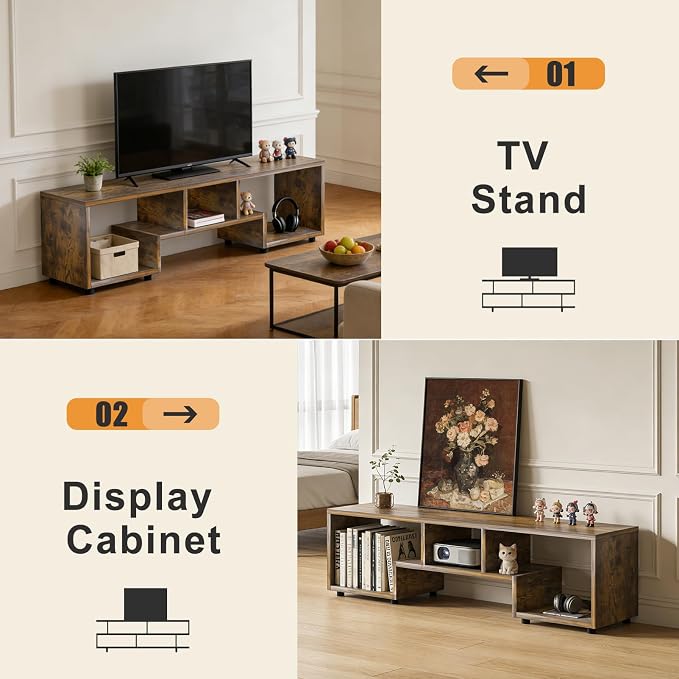 Lightdot TV Stand for TVs up to 55'', Modern Entertainment Center with Storage Open Shelf Large capacity for collection, Media Table TV Console for Living Room/Bedroom/Sofa Cabinet,Easy Assembly-Amber - Image 5