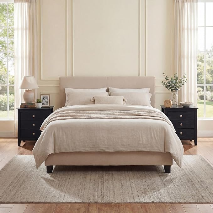 Giantex 3-Drawer Night Stand, 22’’ Compact Sofa End Couch Side Table w/Storage Drawers, Sturdy Legs, Modern Wood Nightstand Bedside Table for Bedroom College Dorm Small Spaces, Black - Image 9