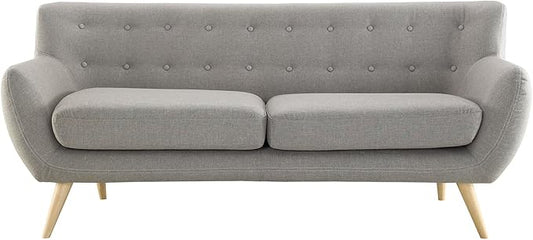 Modway Remark Mid-Century Modern Sofa With Upholstered Fabric In Light Gray