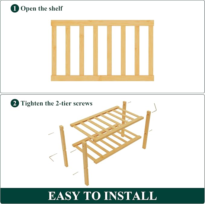 Smiry Bamboo Shoe Rack for Closet, 2 Tier Small Wooden Stackable Shoe Organizer, Free Standing Shoes Storage Shelf for Entryway, Front Door Entrance, Natural - Image 6