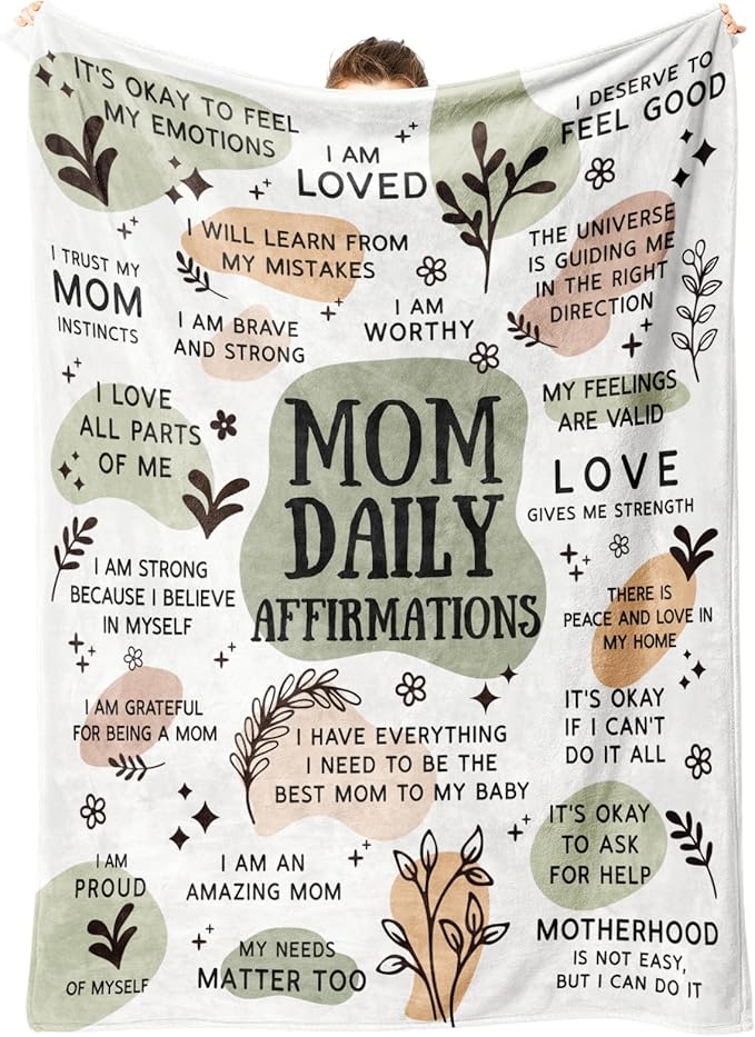BaubleDazz First Mothers Day New Mom Gifts Blanket, Mama Daily Affirmations, Postpartum Pregnancy Gift for First Time Moms, Mommy to Be, Mama, New Mom Essentials, Birthday Gifts for Moms(50" x 60")