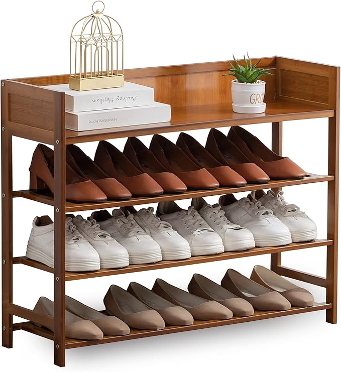 latifolia Bamboo Shoe Rack, 4-Tier Shoe Rack Organizer for Entryway, Living Room(Brown, 31.4''L) by Latifolia