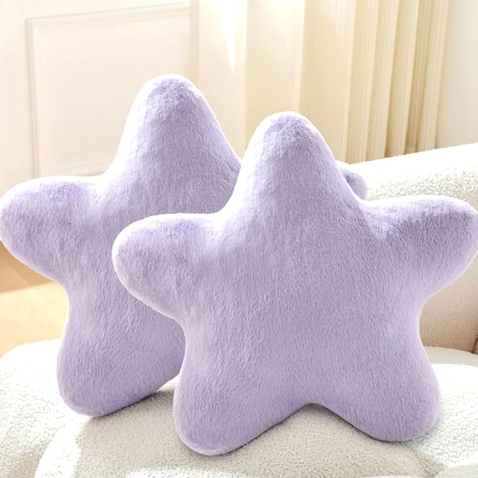 Set of 2 Throw Pillows Star Pillow Couch Pillows Decorative Pillows Bed Pillows Cute Pillows,Purple 15"