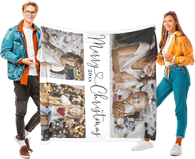 Printwoo Custom Blanket with Photos, Personalized Photo Blankets Using My Own Photos, Customized Blankets with Pictures, Personalized Gifts for Birthday, Anniversary