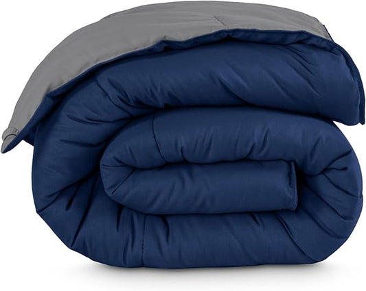 Bare Home California King Comforter - Reversible Colors - Goose Down Alternative - Ultra-Soft - Premium 1800 Series - All Season Warmth - Bedding Comforter (California King, Dark Blue/Grey)