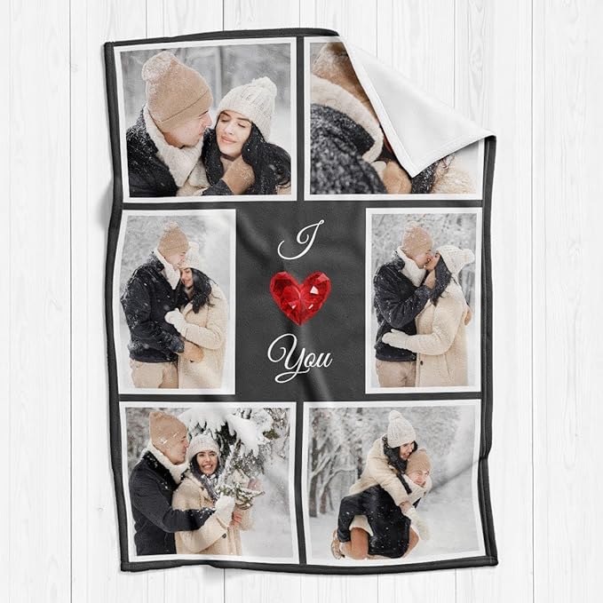 inkArts I Love You Gifts for Couples, Custom Blanket with Photos, Personalized Blankets with Pictures, Photo Blankets Using My Own Photos, Personalised Gifts for Christmas