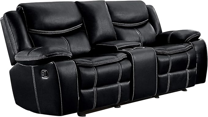 Lexicon Bay Manual Reclining Living Room Sofa Set, 2-Piece, Black