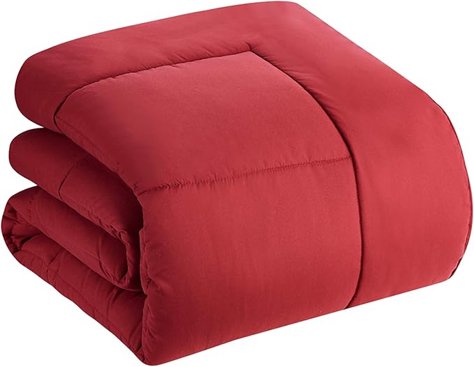 Down Alternative Comforter All Season Warmth Luxurious Plush Loft Microfiber Fill Duvet Insert Bedding, Queen, Burgundy (Pack of 8)