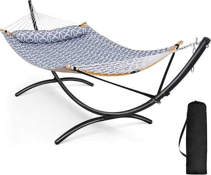 SUNCREAT Portable Outdoor Hammock with Stand, Double Hammock with Stand for Outside, Patent Pending, Gray by SUNCREAT