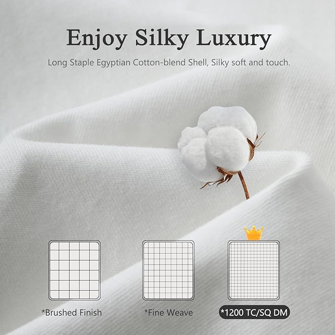 DWR Luxury Feather Down Fiber Comforter California King Size, Ultra-Soft Cotton-Blend Fabric, Heavy Weight for Cold Sleepers/Cold Weather Hotel Style Duvet Insert with Ties (104"x96", White)