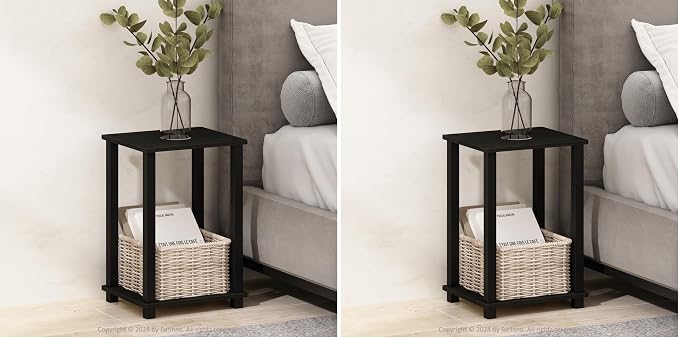 Furinno Simplistic Compact Bedside Table, Nightstand, Espresso/Black (Pack of 2) by Furinno-FitsYourSpaceFitsYourBudget