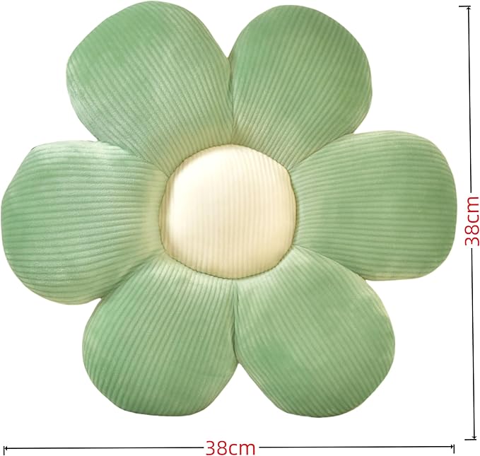 2Pcs Sage Green Throw Pillows, Daisy Pillow Flower Shaped Pillows Floor Cushions Preppy Girls Bedroom Decor Decorative Pillows for Bed Sofa Couch 15.35In