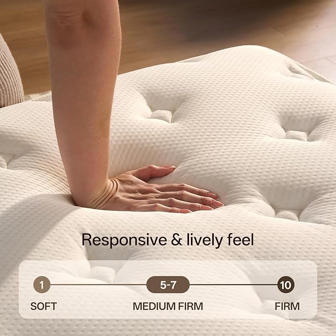Full Size Mattress 12 Inch, Firm Hybrid Mattress with Memory Foam & Individually Wrapped Pocket Coils, Pressure-Relieving Support & Motion-Reducing Design