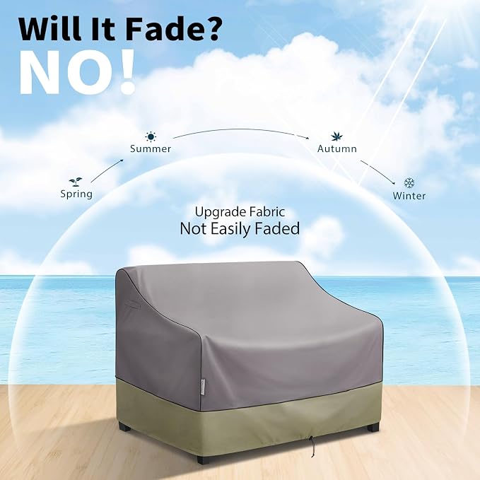 KylinLucky Heavy Duty Waterproof Patio Sofa Cover 58 x 32.5 x 33 inches, All-Weather Outdoor Loveseat Cover with Air Vents & Straps, Grey - Image 4