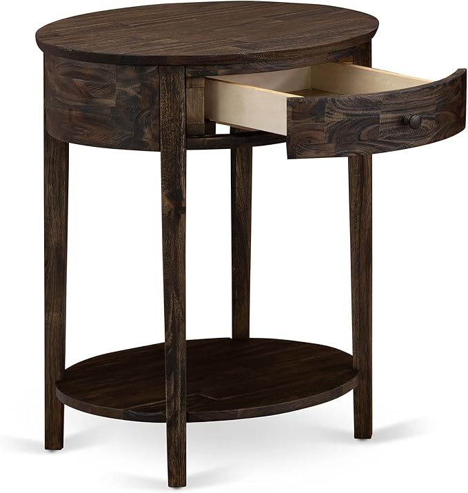 East West Furniture HI-07-ET Small End Table with 1 Wood Drawer, Stable and Sturdy Constructed - Distressed Jacobean Finish - Image 4