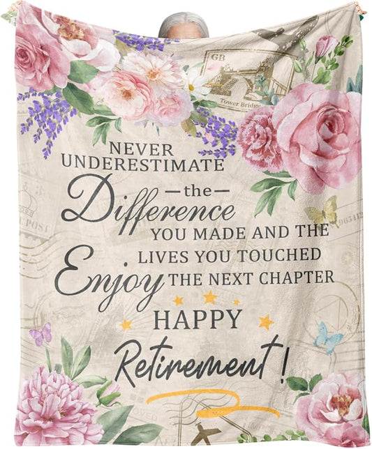 Retirement Gift for Woman, Retirement Blanket for Women/Men, Farewell Gifts for Coworkers, Going Away Goodbye Present for Mom Teacher Nurse Throws Blankets 80"x60"