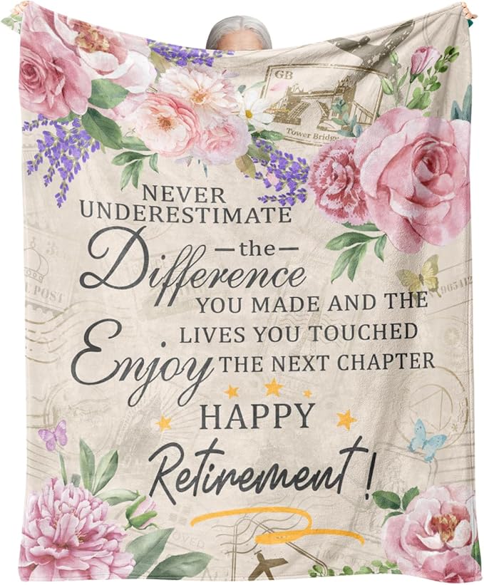 Retirement Gift for Woman, Retirement Blanket for Women/Men, Farewell Gifts for Coworkers, Going Away Goodbye Present for Mom Teacher Nurse Throws Blankets 60"x50"