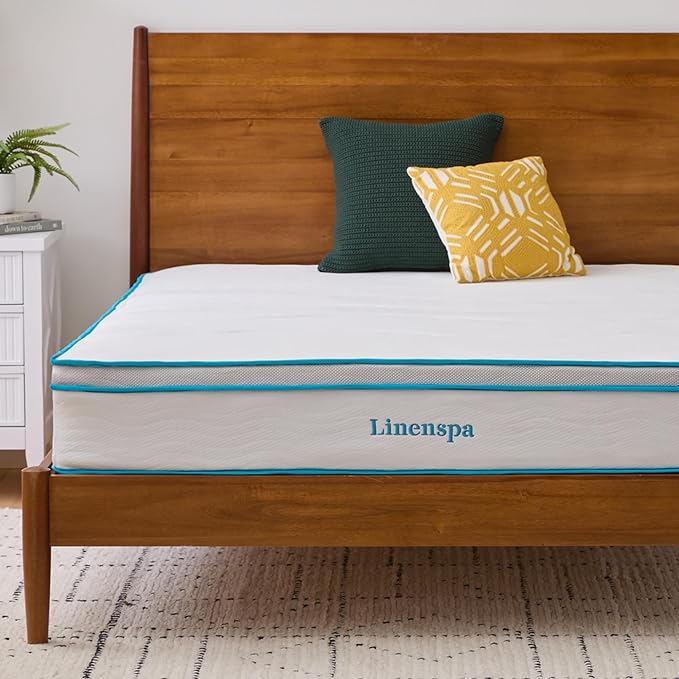 Linenspa 10 Inch Memory Foam and Spring Hybrid Mattress - Medium Feel - Bed in a Box - Quality Comfort and Adaptive Support - Breathable - Cooling - Perfect for a Guest Bedroom - Full Size