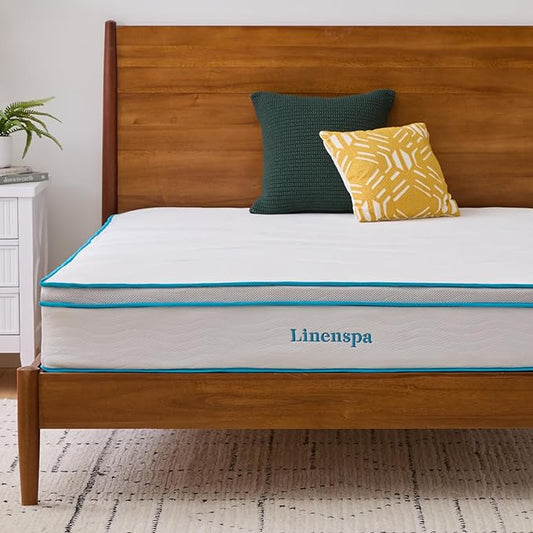 Linenspa 10 Inch Memory Foam and Spring Hybrid Mattress - Medium Feel - Bed in a Box - Quality Comfort and Adaptive Support - Breathable - Cooling - Perfect for a Guest Bedroom - Twin XL Size