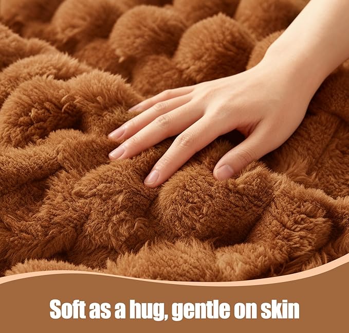 Eastsora Heated Blanket Throw 50" x 60" Soft Ribbed Faux Fur Flannel Fast Heating 12 Heat Levels 1–12H Timer & Overheat Protection & Auto Shut-Off & ETL FCC & Machine Washable Heated Throw