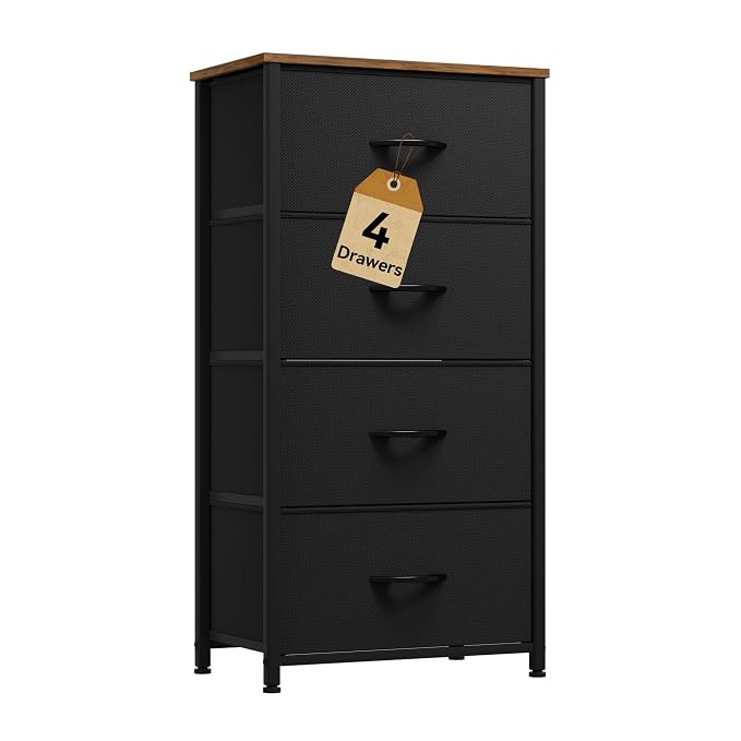 DWVO Dresser with 4 Drawers - Fabric Storage Tower, Organizer Unit for Room, Living Room, Hallway, Closets by DWVO