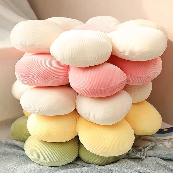 2Pcs Sage Green Throw Pillows, Daisy Pillow Flower Shaped Pillows Floor Cushions Preppy Girls Bedroom Decor Decorative Pillows for Bed Sofa Couch 15.35In