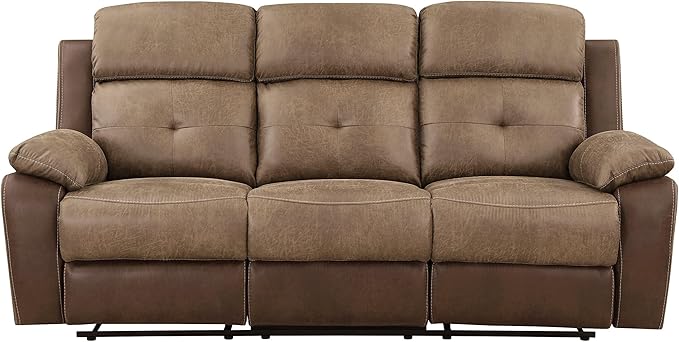 Lexicon Marianna Polished Microfiber Double Reclining Sofa, Brown