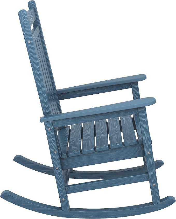 SERWALL Oversized Rocking Chair, Outdoor Rocking Chair for Adults, All Weather Resistant Porch Rocker for Lawn Garden, Blue - Image 7