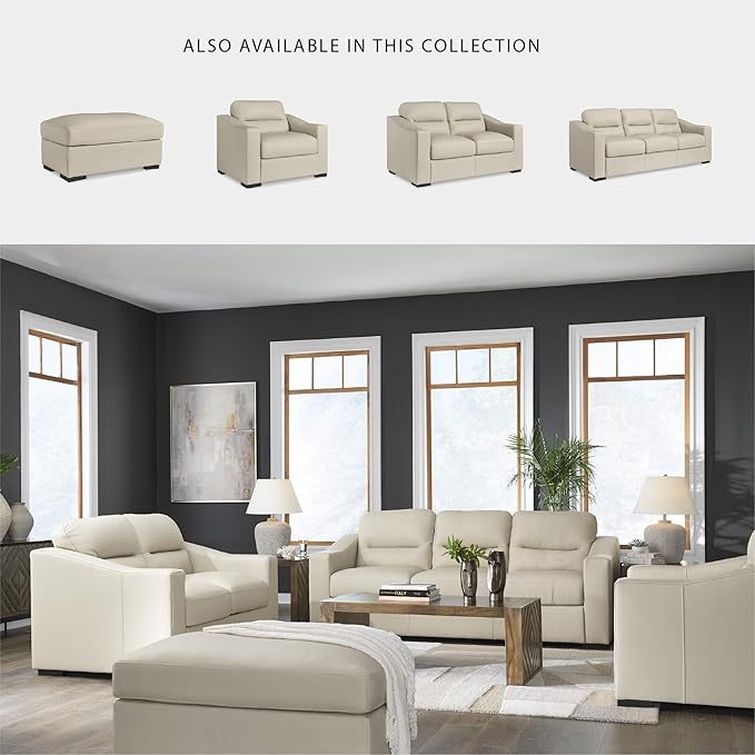 Signature Design by Ashley Treasure Trove Contemporary Leather Match Sofa, Beige