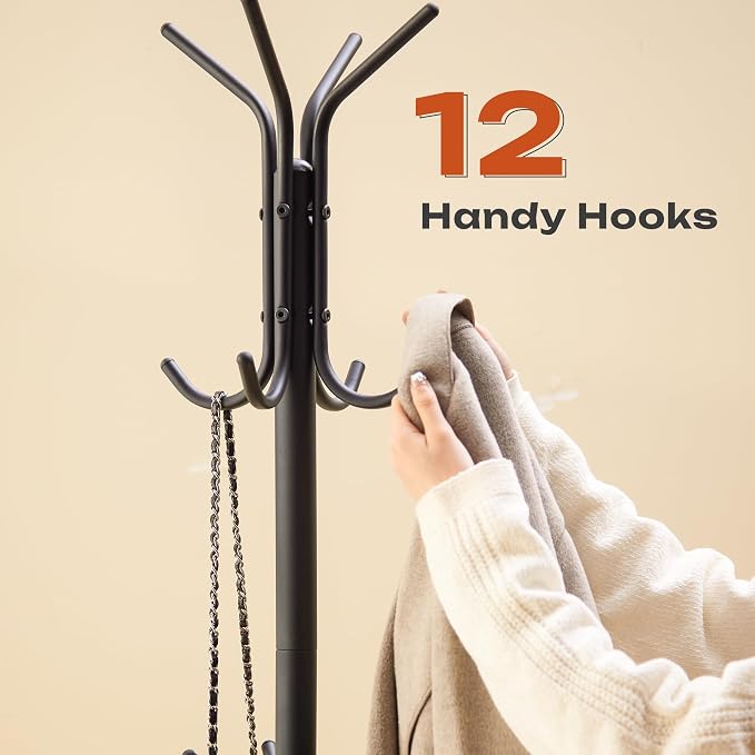 GHWIE Freestanding Coat Rack Stand with Umbrella Holder and Hat Hanger Organizer Rack - Image 4