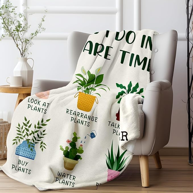 Plant Lover Gifts for Women Men, Gardening Gifts for Women Men, Flannel Soft Blanket Decor, Plant Lady Mom Gift Ideas, Gardener Gift for Birthday Mothers Day Christmas - 50x60 inches