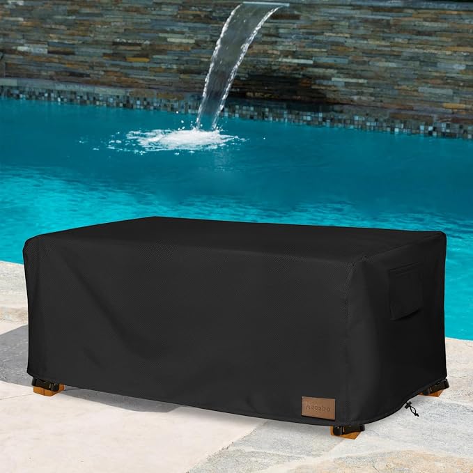 Waterproof Outdoor Coffee Table Cover,Rectangular Patio Small Side Table Cover,Outdoor Table Covers Rectangle Waterproof,48 x 28 x 16 inch -Black - Image 5