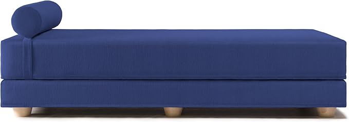 Jaxx Alon Daybed - Fold-Out Sleeper Chaise with Premium Memory Foam Queen-Size Mattress - Made in The USA - Indigo