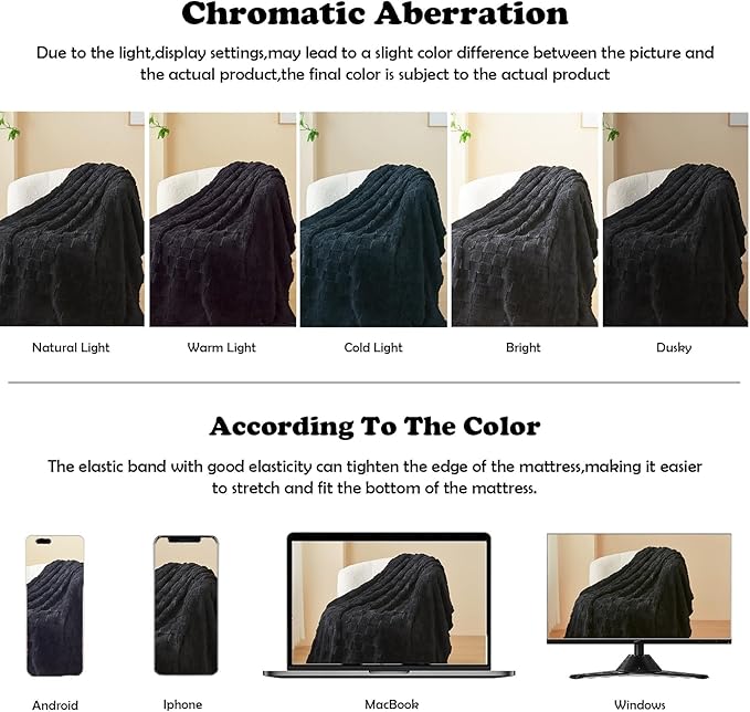 NEWCOSPLAY Super Soft Queen Blanket Black Premium Silky Flannel Fleece 3D Checkered Lightweight Bed Blanket All Season Use (Black Checkered, Queen(90"x90"))