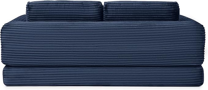 Foldable Boneless Love Seat Couches in a Box, Modern Floor Foam Sleeper Sofa Bed 2-in-1 Convertible Cloud Sofa for Home Apartments Bedroom