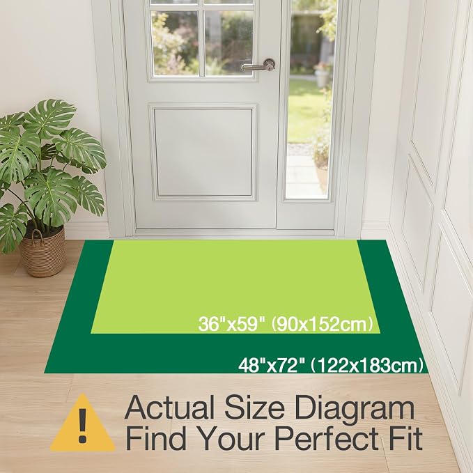 LUMI Ultra Thin Door Mat for Entryway, 48"x72" Low Profile Non Slip Rubber Backing Indoor Doormat, Easy Clean Welcome Entrance Mat for Inside House, Patio, Brown - Image 2