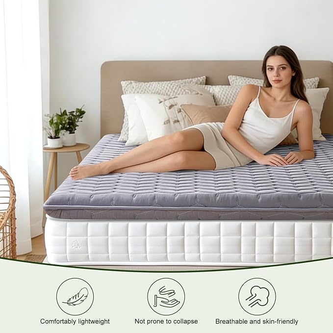 Premium Foam Twin XL Mattress Topper 3 Inch, Medium Firm Bed Pad for Supportive Sleep and Pressure Relief, Durable Foam Layer, 80 x 39 Inches, Gray